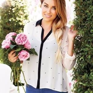 Sheer LC cream embellished blouse